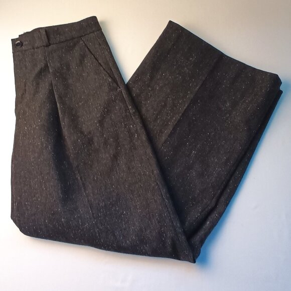 Banana Republic Wool Blend Trousers Size 29/8 Wide Leg Black Charcoal Color - Picture 1 of 10